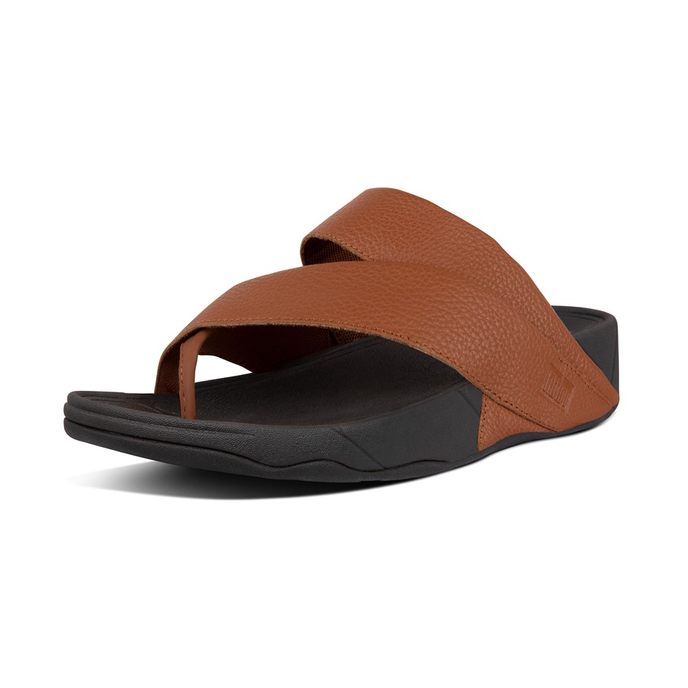 Fitflop Mens Sandals Brown/Black - Sling Leather Toe-post - 38AYDMWXL